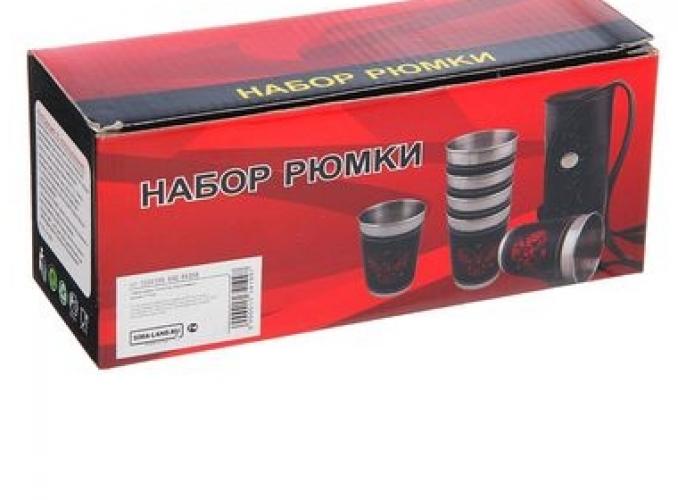 Набор рюмок 100мл*6шт Коричневый, с ремнем 7*19см