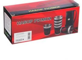 Набор рюмок 100мл*6шт Коричневый, с ремнем 7*19см