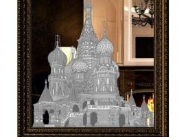 Картина зеркальная Собор Василия Блаженного 74*94 см